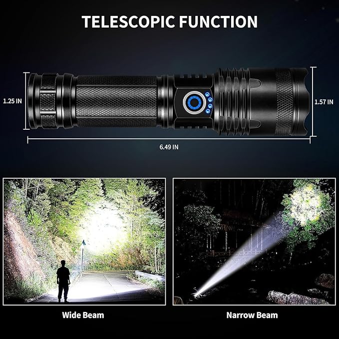 Rechargeable LED Flashlights High Lumens, 90,000 Lumens Super Bright Flashlights with 5 Modes, Waterproof Powerful Flash Light Multifunctional Flashlights for Home Camping Hiking(2 Pack)