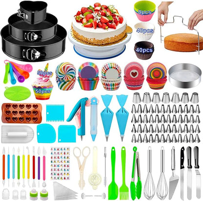 Cake Decorating Supplies, Cake Rotating Turntable, 48 Piping Icing Tips