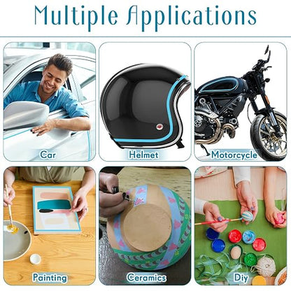 Nezyo 6 Pcs Vinyl Pinstripe Tapes Masking Painter Tapes High Temperature Low Tack Automotive Car Paint for Easy Removal Trim Thin Finishing Masking(Blue,1/16, 1/8,1/5,1/4,1/2, 3/4 Inch)