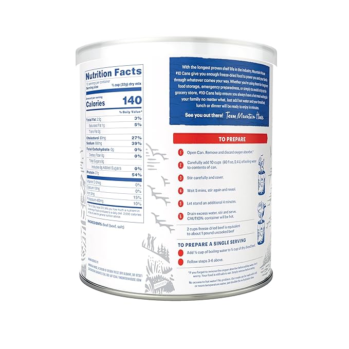 Mountain House Diced Beef | Freeze Dried Survival & Emergency Food | #10 Can | Gluten-Free, 30122