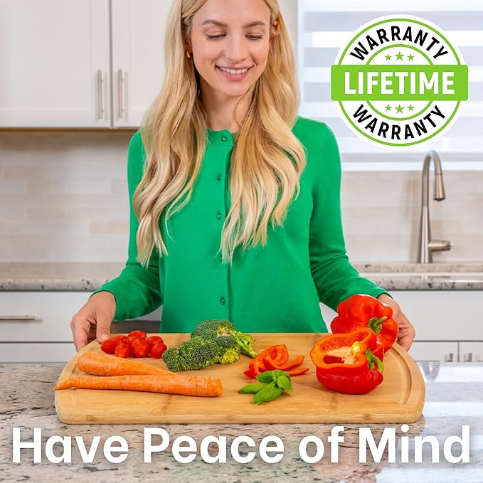 Greener Chef 20 Inch Bamboo Cutting Board Featuring Super-Sized Glue-Free