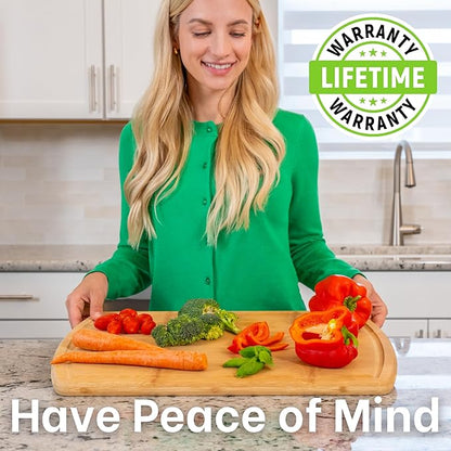 Greener Chef 20 Inch Bamboo Cutting Board Featuring Super-Sized Glue-Free