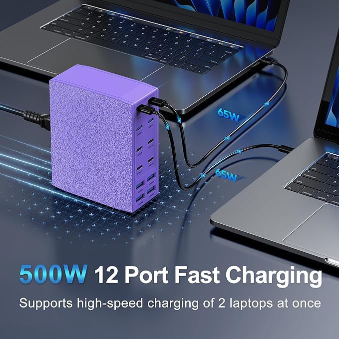 500W USB C Charger Block, 12-Port USB C Charging Station