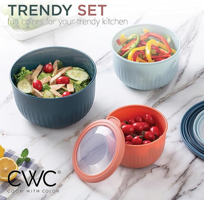 COOK WITH COLOR Prep Bowls with Lids- Wide and Deep Nesting Plastic Small
