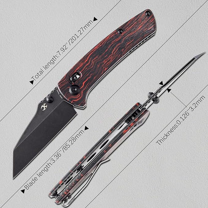 KANSEPT Main Street Pocket Folding Knife, 3.36''Black 154CM Sharp Blade,Black and Red G-Mascus Handle with Axis Lock and Thumb Stud, Perfect Clip for Camping Hiking Fishing Gift Everyday Carry T1015v5