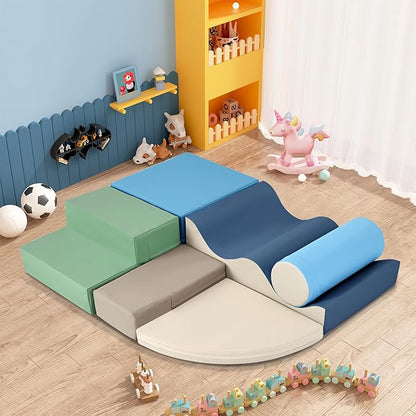 Merax Climbing Toys for Toddlers, Soft Climb and Crawl Playset Indoor Baby Soft Foam Blocks for Climbing, Crawling, 6-Piece
