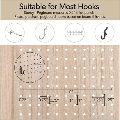 Wnutrees 4 Panel Pegboard Display, 5 Ft Wood Folding Privacy Screens Room