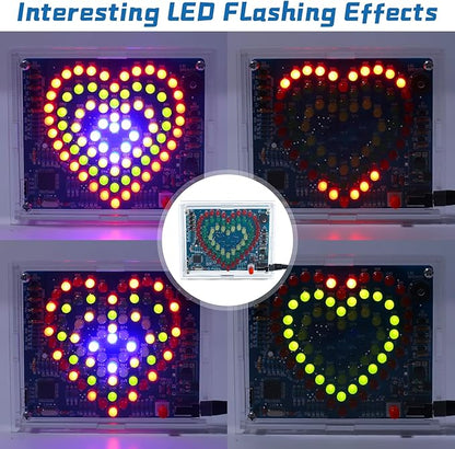 Soldering Practice Kit, Heart-Shaped LED Light DIY Soldering Project Kit with 20 Flashing Effects, DIY Electronics Kit for Home School Training Learning, Perfect Presents for Lovers/Family