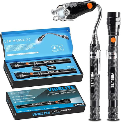 VIBELITE Extendable Magnetic with Telescoping Magnet Pickup Tool-Cool Gadget Gifts for Him, Husband, Men, Dad, Father, Mechanic,Tech, Handyman, Boyfriend, Women, Black, 2 Pack