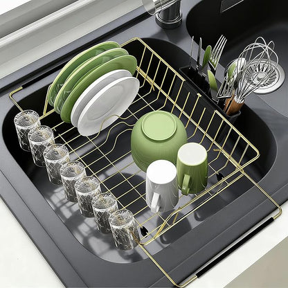 Golden Expandable Dish Drying Rack-Extra Large Stainless Steel Dish Drainer