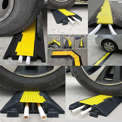 Reliancer 3 Pack Dual Channel Rubber Cable Protector Ramp 2 Channel Traffic