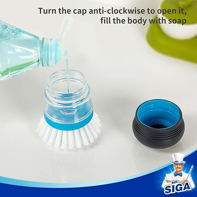 MR.SIGA Soap Dispensing Palm Brush, Kitchen Brush