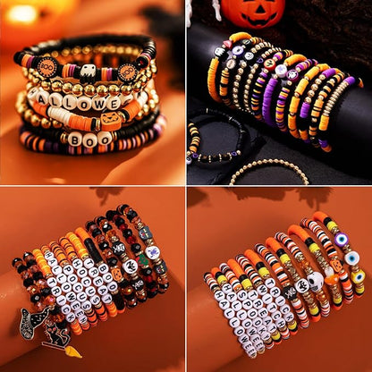 1480pcs Halloween Polymer Clay Beads Charms Friendship Bracelet Necklace Earring Jewelry Making kit, Accessories for Arts Crafts DIY Birthday Gifts for Women Girls