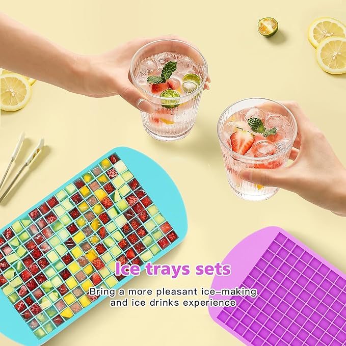 Mini Ice Cube Trays Set of 2-160 Small Ice Cubes Silicone Mold