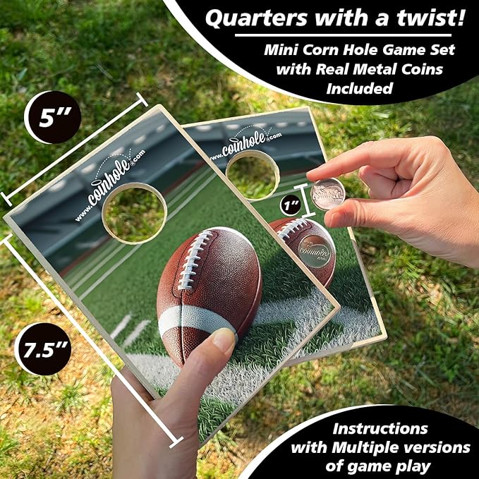 Coinhole Desktop Coin Bouncing Party Game Set | Tabletop Cornhole Board Game | Small Cornhole Travel Game Includes Coins