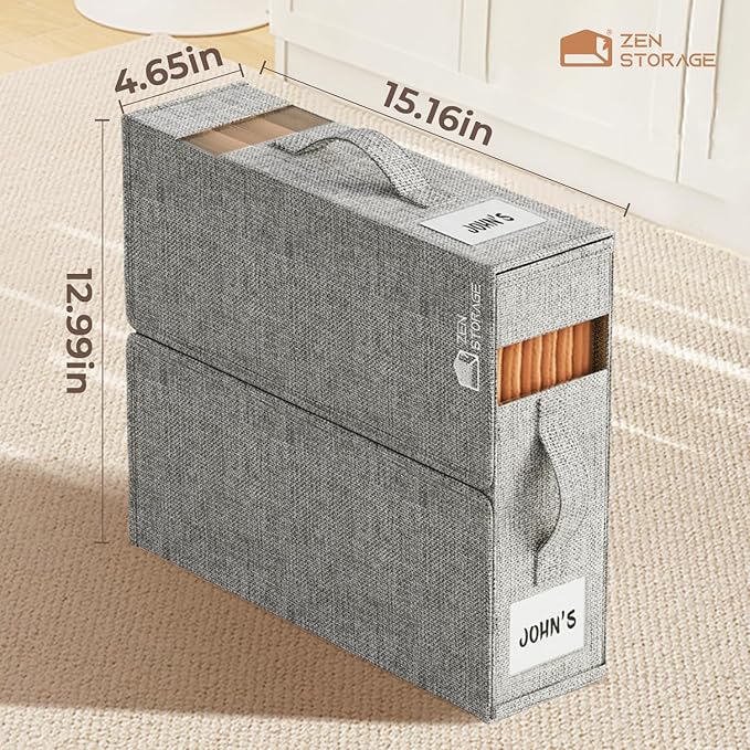 8Pack Sheet Organizers and Storage - King/Queen Size Sheet Storage Organizer with Window, Foldable & Dustproof Sheet Organizer for Linen Closet for Summer Blankets & Sheet Sets,Grey