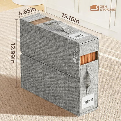 8Pack Sheet Organizers and Storage - King/Queen Size Sheet Storage Organizer with Window, Foldable & Dustproof Sheet Organizer for Linen Closet for Summer Blankets & Sheet Sets,Grey