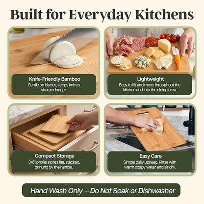 Totally Bamboo 3-Piece Cutting Board Set, Bamboo Wood Cutting Boards