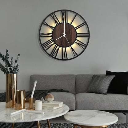 LEIKE Large Wall Clocks with Night Light Battery Operated, Silent Non Ticking