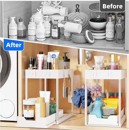 Simple Trending Under Sink Organizer 2 Pack, Sink Pull-Out Sliding Storage