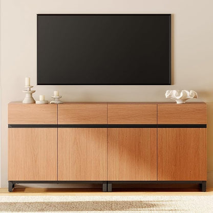 WAMPAT Modern TV Stand for TVs up to 70 inch, 2 in 1 Entertainment Center TV