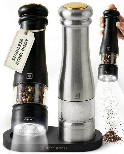 Electric Salt and Pepper Grinder Set