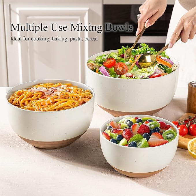 AmorArc Ceramic Mixing Bowls|Nesting Bowls Set of 3