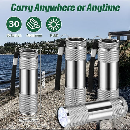 VIHOSE 20 Pcs Mini Flashlights Bulk, Bright Aluminum Handheld Flash Light with Lanyard Small LED Flashlights for Night Reading Emergency Hurricane Camping Hiking, Batteries Not Included(Gray)
