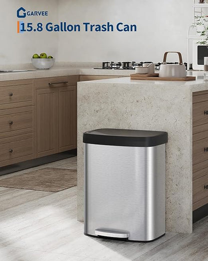 Garvee 16 gal / 60 L Stainless Steel Trash Can