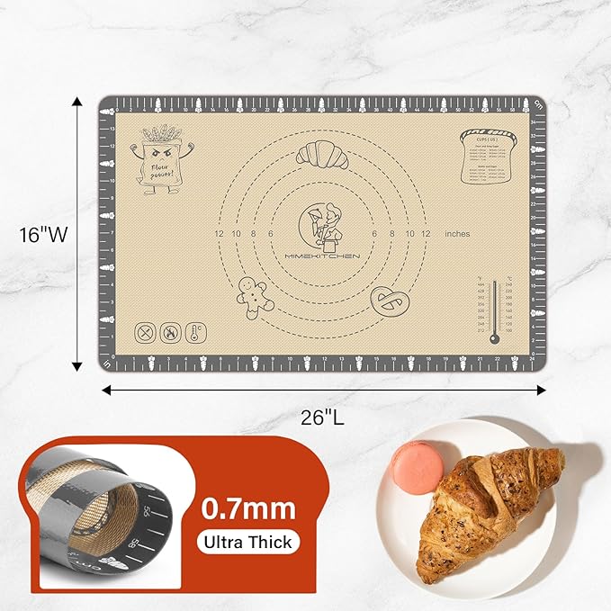 Silicone Baking Mat with Cookie Recipes, Extra Thick Silicone Mat