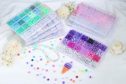 XIANNVXI 24Colours Pony Beads for Bracelet Friendship 720pcs Letter Kandi Purple Pony Beaded Kit Bracelet Making Kit for Jewelry DIY Crafts