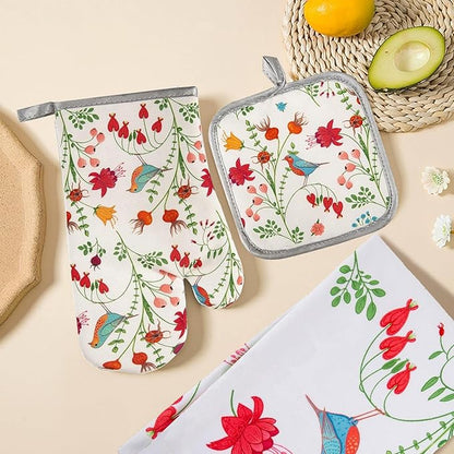3 Pcs Kitchen Stuff, Kitchen Oven Mitts and Pot Holders Sets