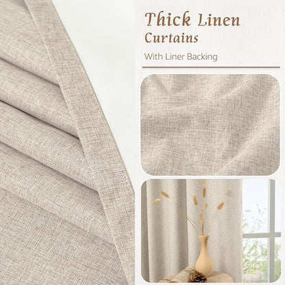 LAMIT Linen 100% Blackout Window Curtains