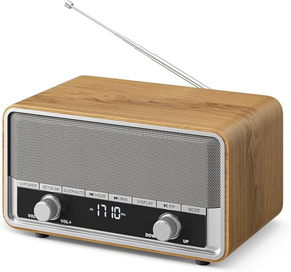 Vintage Wood AM FM Bluetooth Radio