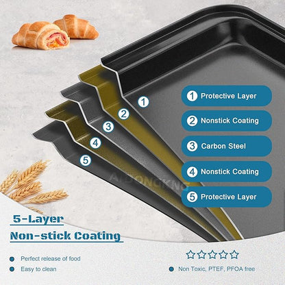 Small Cookie Sheets, Baking Pans, Nonstick Carbon Steel Baking Sheets, 9.5 X