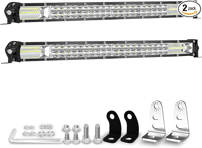 20 Inch Slim LED Light Bars for Truck ATV UTV RV, 12V 24V Tractor LED Work Lights Lawn Mower Golf Cart Off Road Driving Auxiliary Fog Lights 120W 10000lm 2 Pack