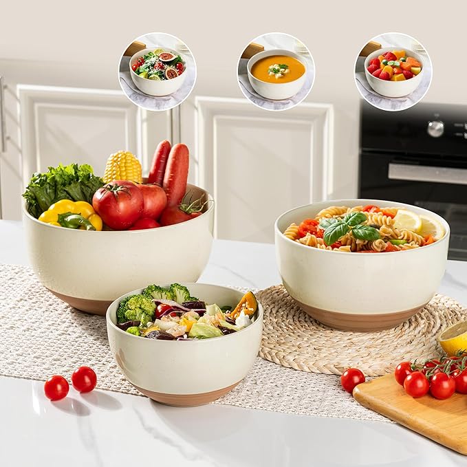 AmorArc Ceramic Mixing Bowls|Nesting Bowls Set of 3