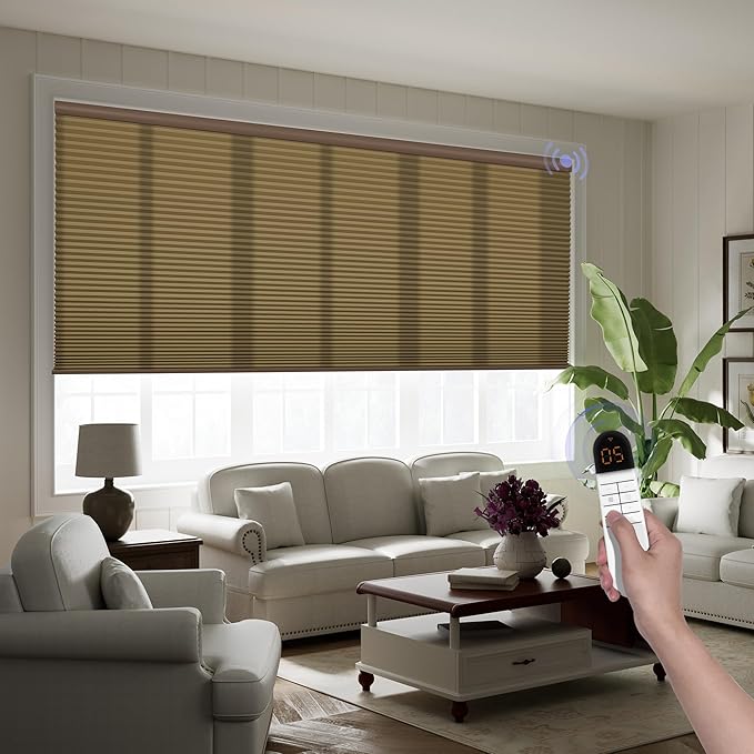 Boolegon Motorized Blinds with Remote, Light Filtering Smart Blinds, Automatic