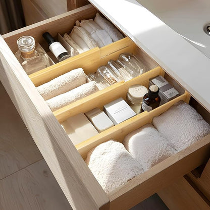 VaeFae 3 Pack Bamboo Drawer Dividers, Expandable Separators