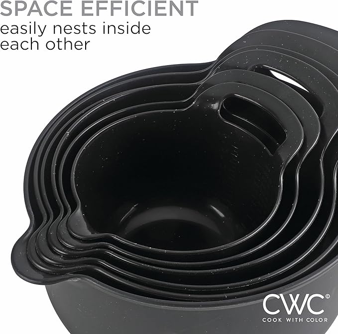 COOK WITH COLOR Nesting Plastic Mixing Bowl Set with Pour Spouts and Handles