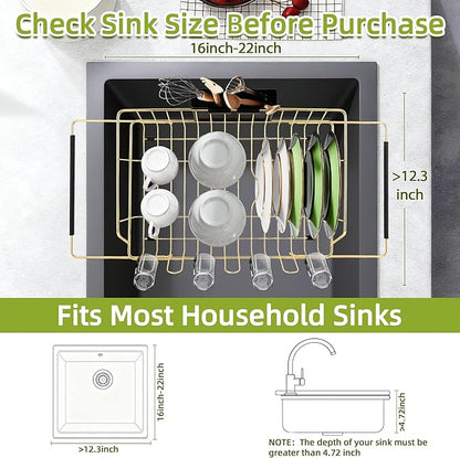 Golden Expandable Dish Drying Rack-Extra Large Stainless Steel Dish Drainer