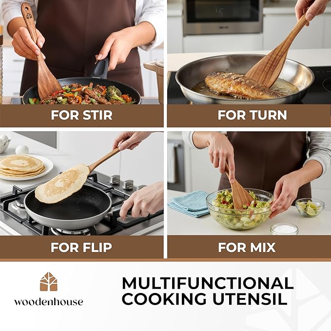 Wooden Spatula for Cooking, 12 Inch