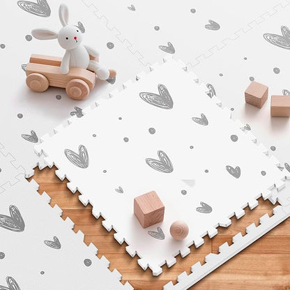 XL Baby Play Mat-72”x 48” Puzzle Play Mat,with 6 Foam Floor Tiles,Interlocking Foam Baby Mat for Babies&Toddlers,Waterproof,Expandable Tiles with Edges,Tummy Time Mat(Love)