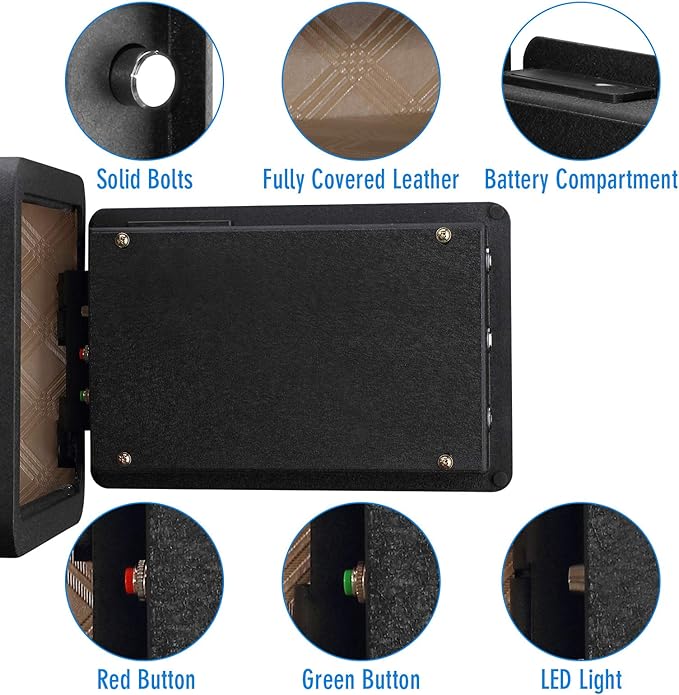 Tenamic Biometric Fingerprint Safe Box 0.85 Cubic Feet Fireproof Waterproof