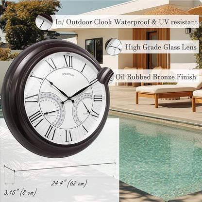 FOUNTAIN DESIGNS 24" Jameson in/Outdoor Lighted Clock, Self-Illuminated