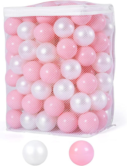 Ball Pit Balls Pack of 100 200 500 - Star and Round Set BPA Free Phthalate Free Non-Toxic Crush Proof Play Balls Soft Plastic Balls for Toddlers Baby Kids Birthday Pool Tent Party