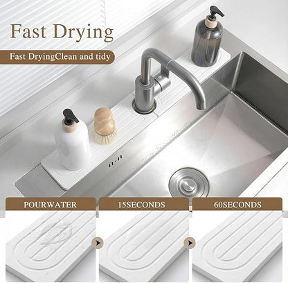 Faucet Mat for Kitchen Sink -Diatomite Stone Drying Mat for Kitchen Counter &