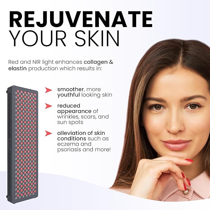 Hooga Red Light Therapy Panel for Face and Body, 60 High-Efficiency Low-Level