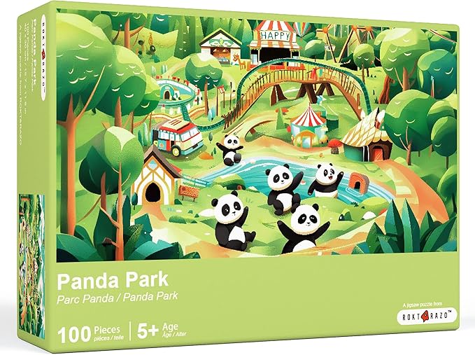 100 Pieces Jigsaw Puzzles, Large Pieces, Puzzles for Beginners, Easy Puzzles for Kids and Seniors, Family Game Nights, Finish Size 15.7 x 11.8 in (Panda Park)