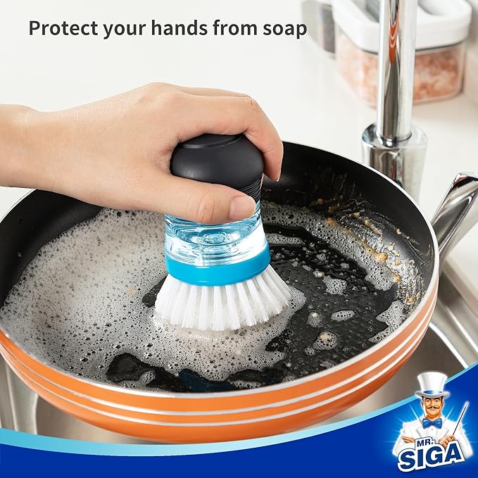 MR.SIGA Soap Dispensing Palm Brush, Kitchen Brush